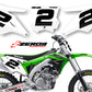 09 Zeronine Dekal Sifferbakgrund Kawasaki Comp Series Vit Bakgrund (Inkl. Eget Namn & Nr)