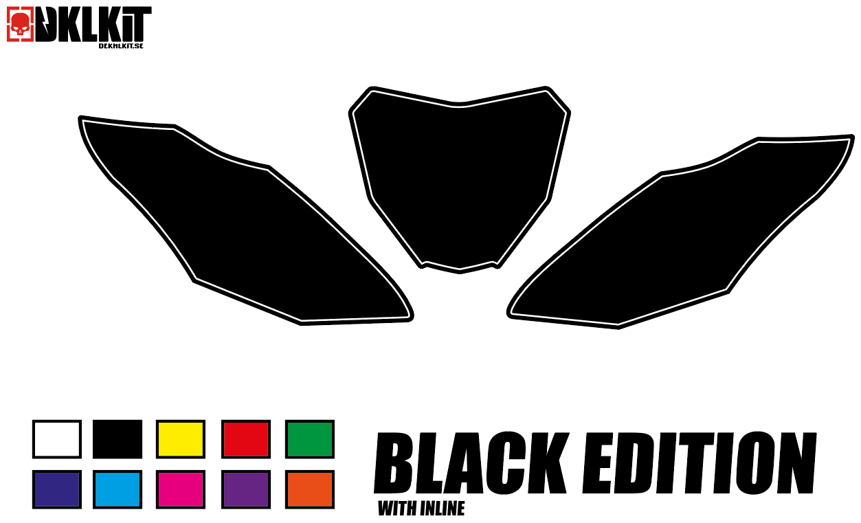 DKLKIT Dekal Sifferbakgrunder 1-Färg Black Edition (Välj Modell) (Inkl. Eget Namn & Nr)
