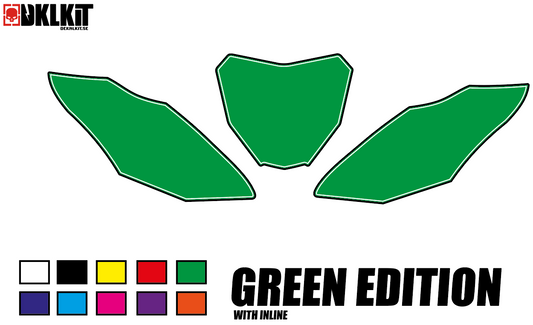 DKLKIT Dekal Sifferbakgrunder 1-Färg Green Edition (Välj Modell) (Inkl. Eget Namn & Nr)