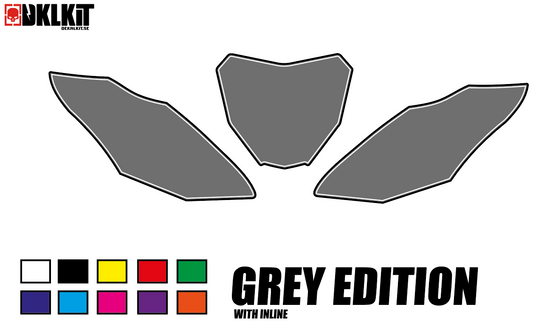 DKLKIT Dekal Sifferbakgrunder 1-Färg Grey Edition (Välj Modell) (Inkl. Eget Namn & Nr)