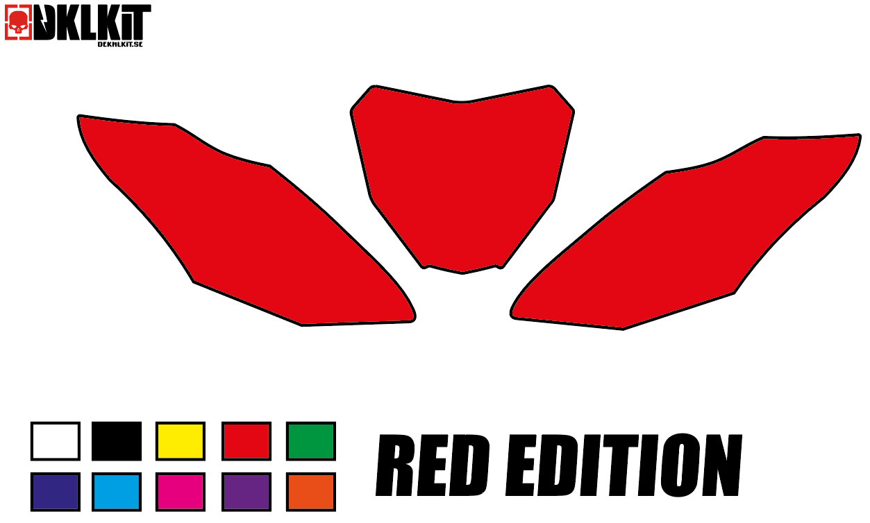 DKLKIT Dekal Sifferbakgrunder 1-Färg Red Edition (Välj Modell) (Inkl. Eget Namn & Nr)