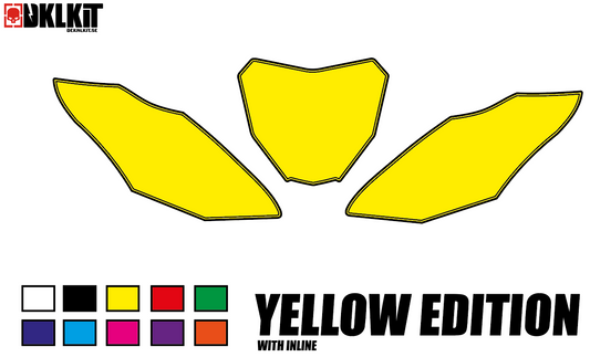 DKLKIT Dekal Sifferbakgrunder 1-Färg Yellow Edition (Välj Modell) (Inkl. Eget Namn & Nr)