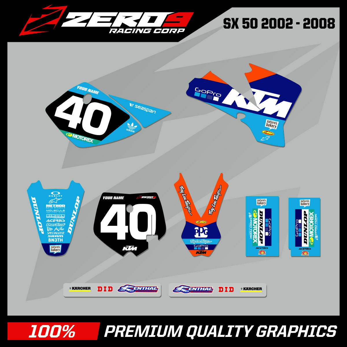 09 Zeronine Dekalkit KTM Team GoPro (Inkl. eget namn & nr)